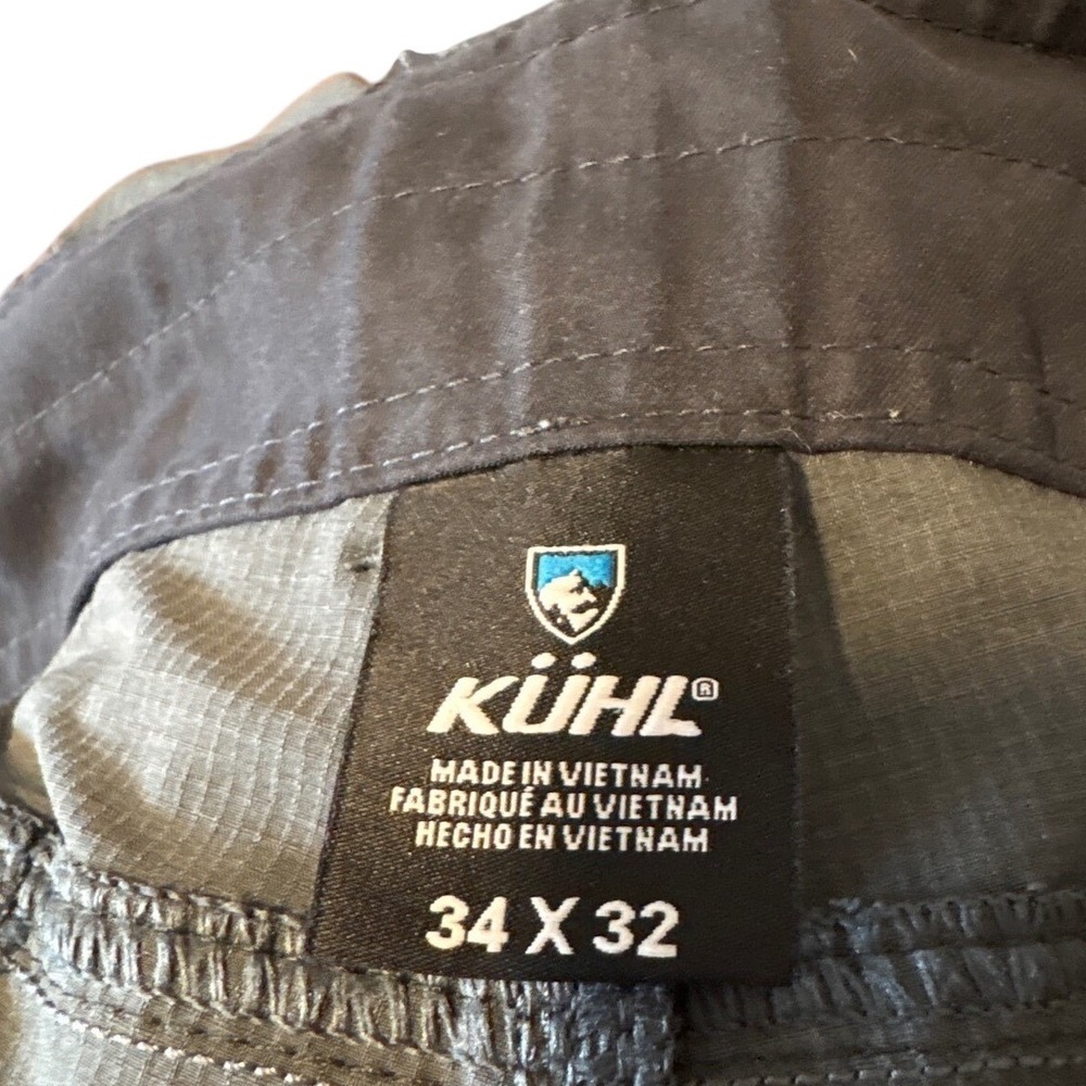 Kuhl Mens Hiking Pants Charcoal Gray Ripstop Outdoor Trekking 34x32 - Picture 8 of 13